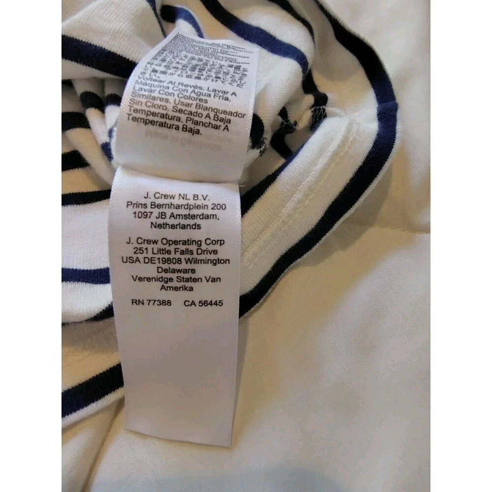 J.Crew Perfect Fit Long Sleeve Navy White Striped Sailor Top Gold Button...